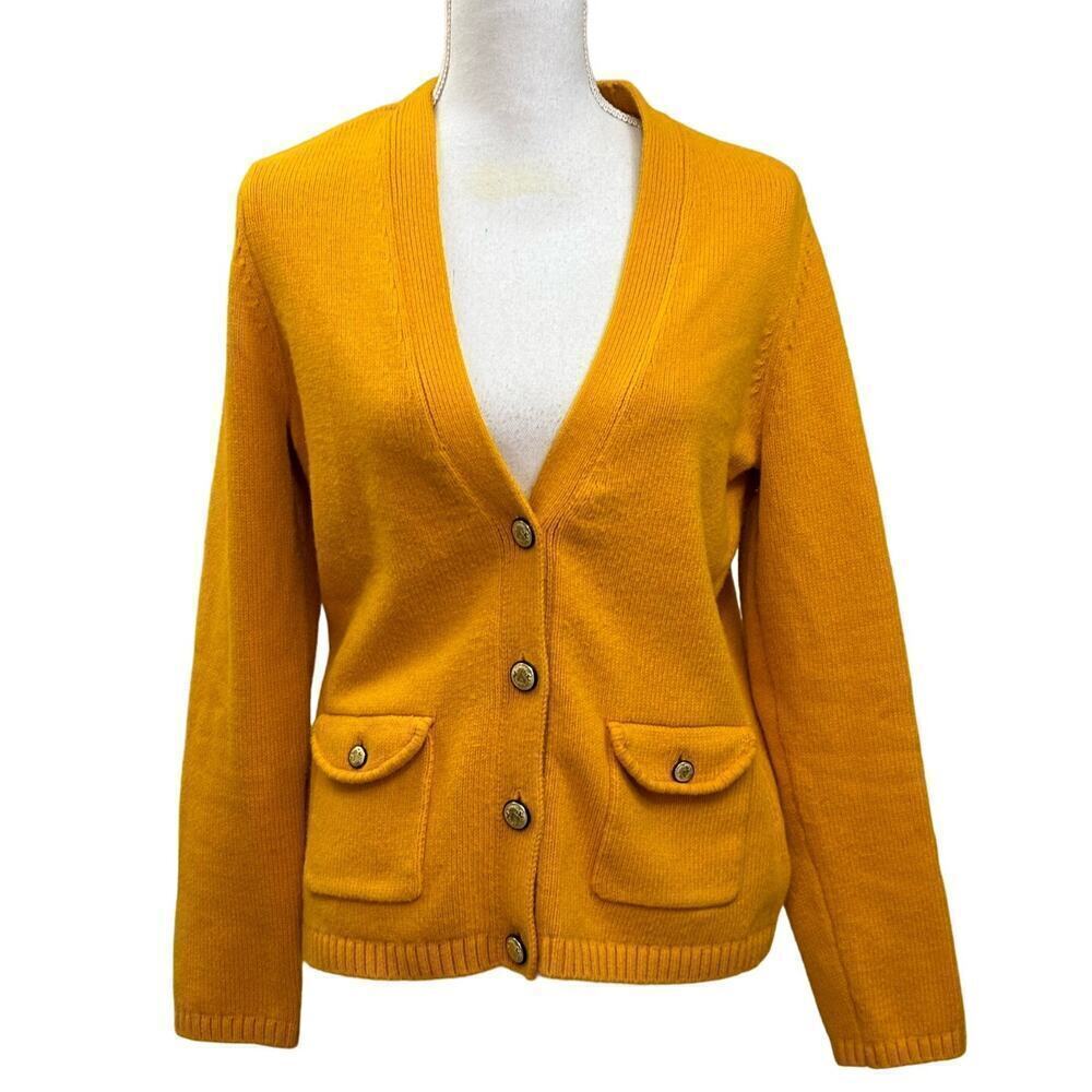 Talbots Gold Button Front Sweater, Medium, Layeri… - image 1
